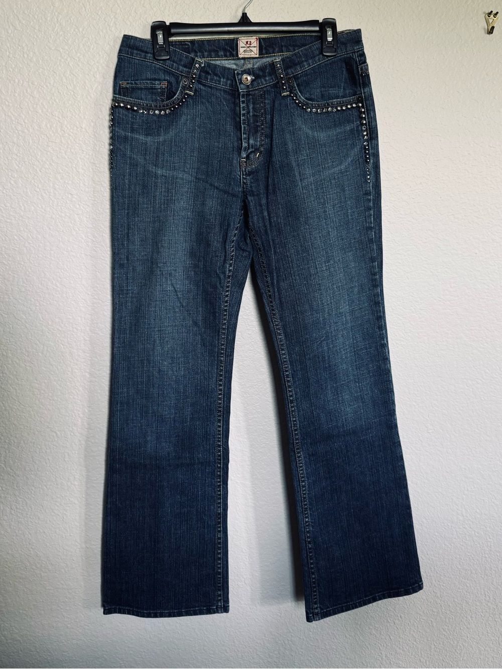 X2 Denim Laboratory Bling Embellished Boot Cut Jeans 8
